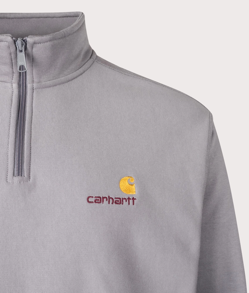 Carhartt WIP Mens Relaxed Fit Half Zip American Script Sweatshirt